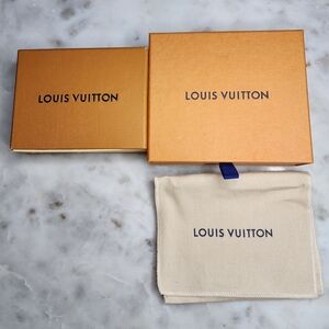 Authentic Louis Vuitton Gold Box with Tan Dust Bag Set